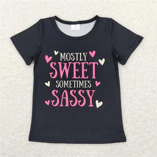 GT0422  Mostly sweet sometimes sassy heart girls shirt