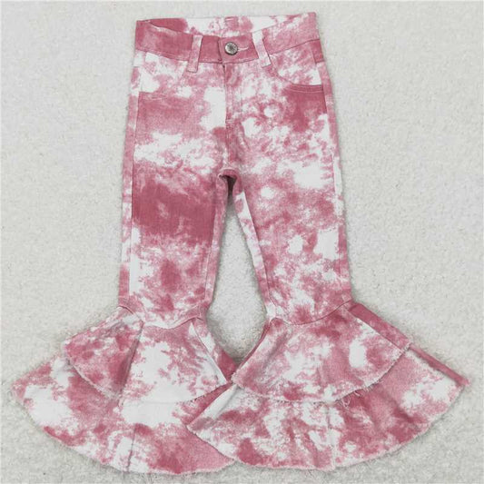 P0399 Baby Girls Pink Colors Valentines Denim Bell Pants Jeans