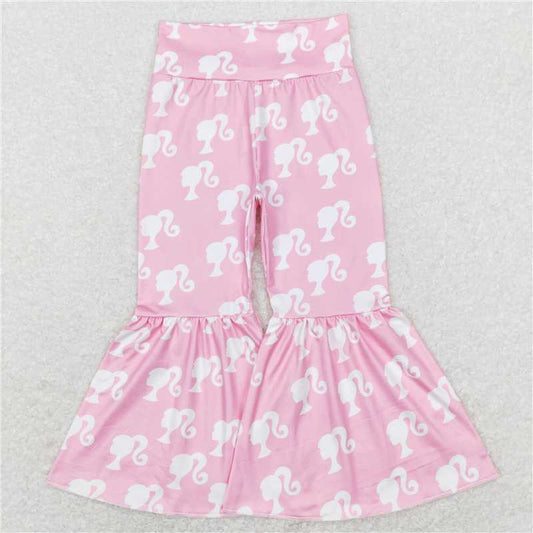 P0264  Baby Girls Pink Doll Ruffle High Waist Bell Pants