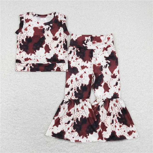 GSPO1145 Cow pattern sleeveless trousers suit