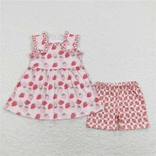 Baby Girls Strawberry Tunic Shorts Summer Outfits Clothes Sets
