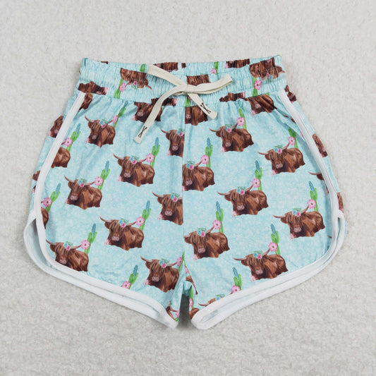 SS0128  Adult Women Highland Cows Western Summer Shorts
