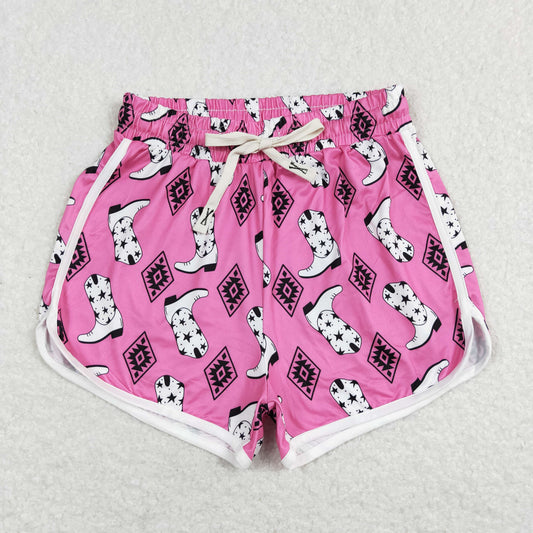 SS0131  Adult Women Boots Pink Western Summer Shorts