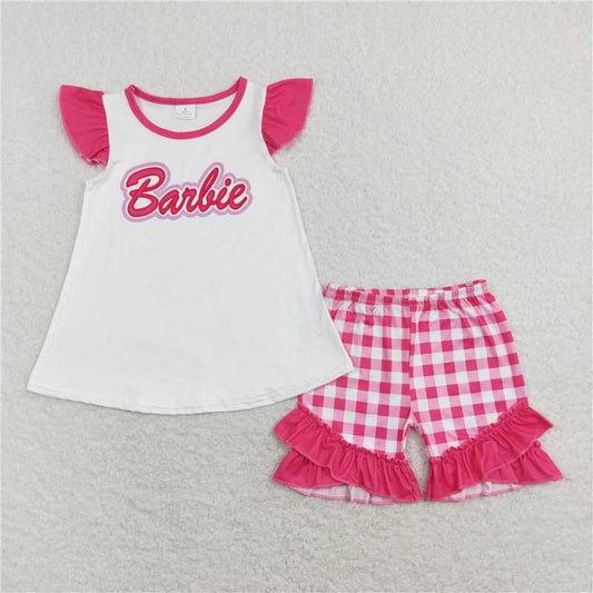 Baby Girls Doll Flutter Sleeve Tunic Ruffle Shorts Clothes Sets