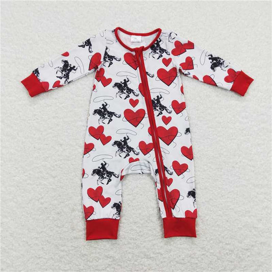 RTS LR0903 Heart-shaped horse riding gray-red zipper long-sleeved jumpsuit