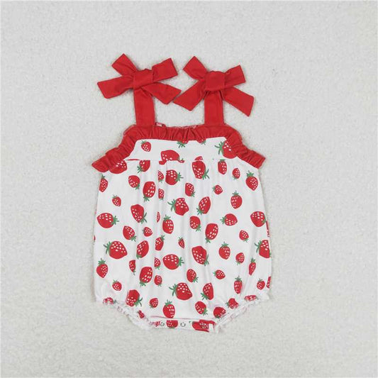 SR0916  Baby Girls Strawberry Sibling Sister Rompers Outfits Clothes Sets
