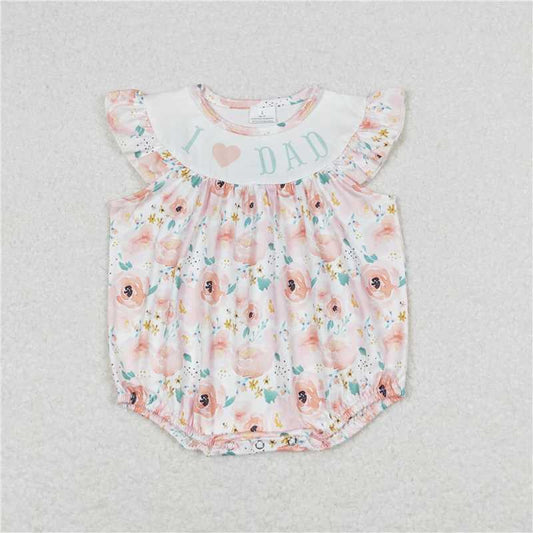 SR1349 RTS NO MOQBaby Girls Summer Rompers  Baby Girls I Love Dad Flowers Ruffle Sleeveless Summer Rompers