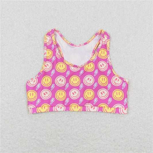 GT0520 Baby Girls Flash Happy Face Crop Top