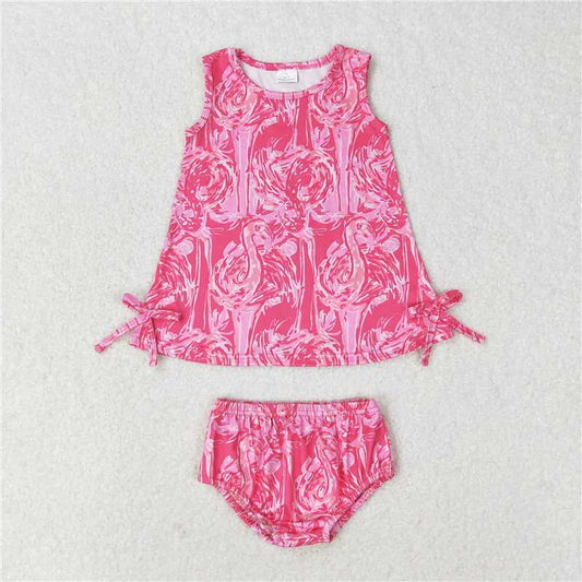 GBO0345  Baby Girls Pink Turtle Top Bows Bummies Clothes Sets