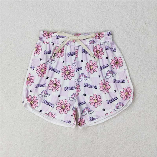 SS0172  Mama and Mini Flowers Rainbow Summer Shorts Bottoms