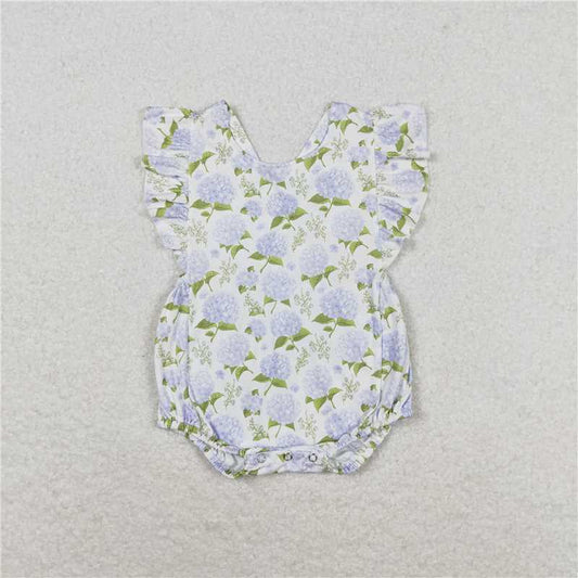 SR1484 Flutter sleeves floral baby girls spring summer romper