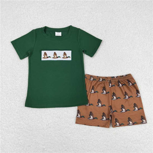 BSSO0735 Baby Boys Ducks Green Shirt Shorts Clothes Sets