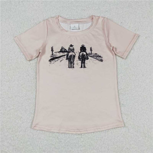 BT0554  Baby Boys Short Sleeve Cowboys Cactus Tee Shirts Tops