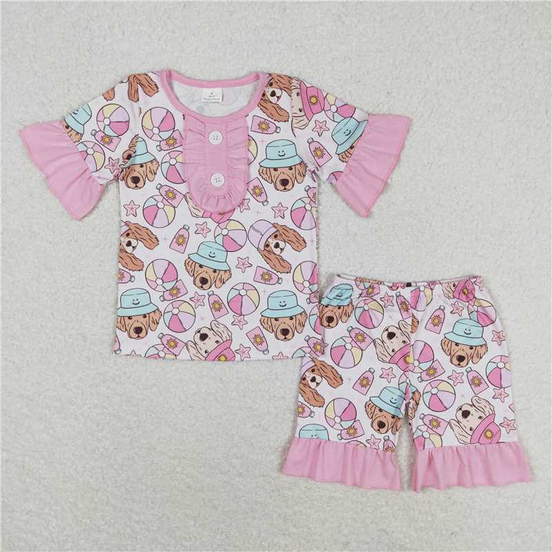 GSSO0950 Star beach ball hat puppy pink short-sleeved shorts pajama set