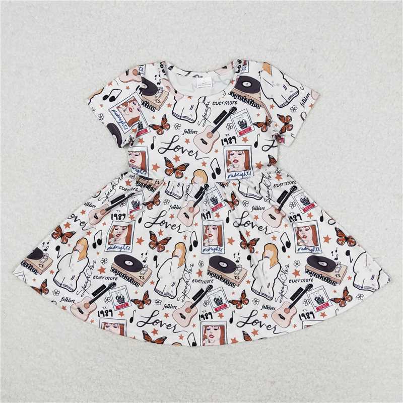 European and American female singer print short-sleeved dress