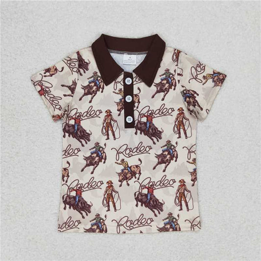 BT0558 Baby Boys Rodeo Buttons Western Horse Tee Tops Pullovers