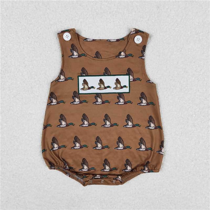 SR1285 RTS NO MOQ Baby Boys Summer Rompers Baby Boys Mallard Ducks Summer Sleeveless Rompers