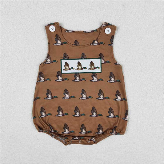 SR1285 RTS NO MOQ Baby Boys Summer Rompers Baby Boys Mallard Ducks Summer Sleeveless Rompers