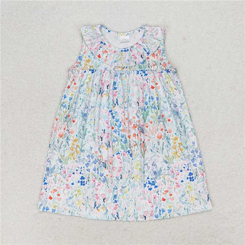 GSD0967  Powder Blue Floral Lace Sleeveless Dress