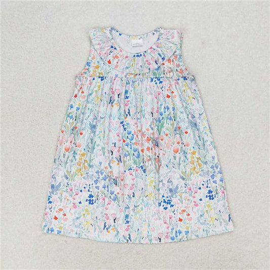 GSD0967  Powder Blue Floral Lace Sleeveless Dress