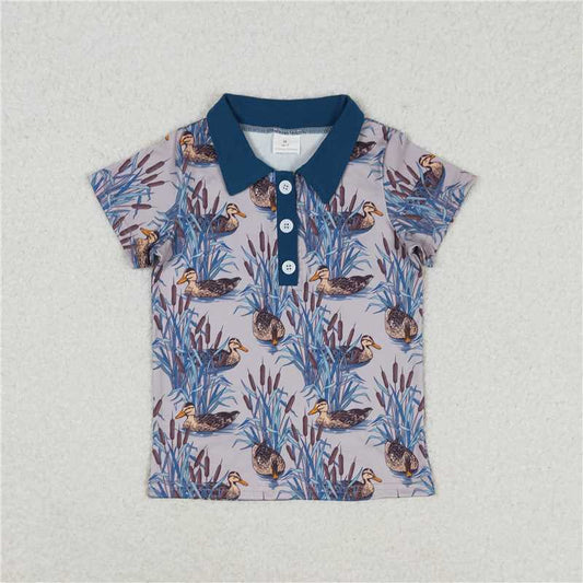 BT0536  Baby Boys Short Sleeve Duck Buttons Tee Shirts Tops