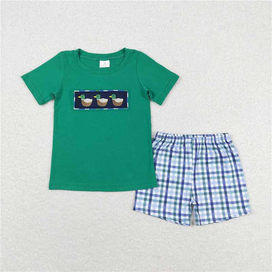 BSSO0589RTS NO MOQ Baby Boys Summer Boys Outfits Baby Boys Duck Short Sleeve Shirts Summer Shorts Clothes Sets