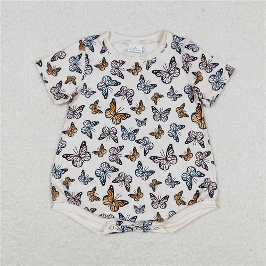 SR1558 Baby Girls Butterfly Short Sleeve Rompers