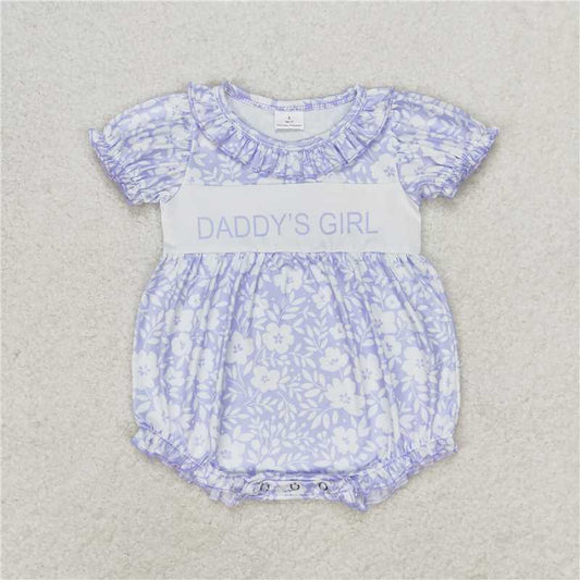 SR1491  Baby Girls Daddy's Girl Flowers Short Sleeve Rompers