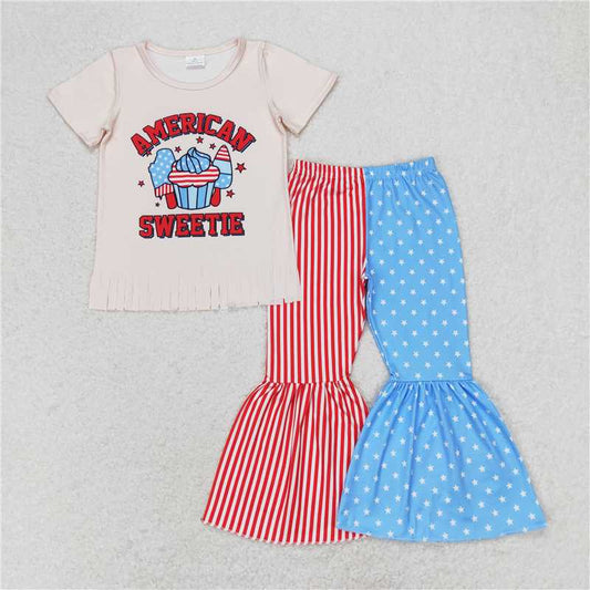 GSPO1485 American sweetie ice cream popsicle tassel short-sleeved trousers patchwork suit