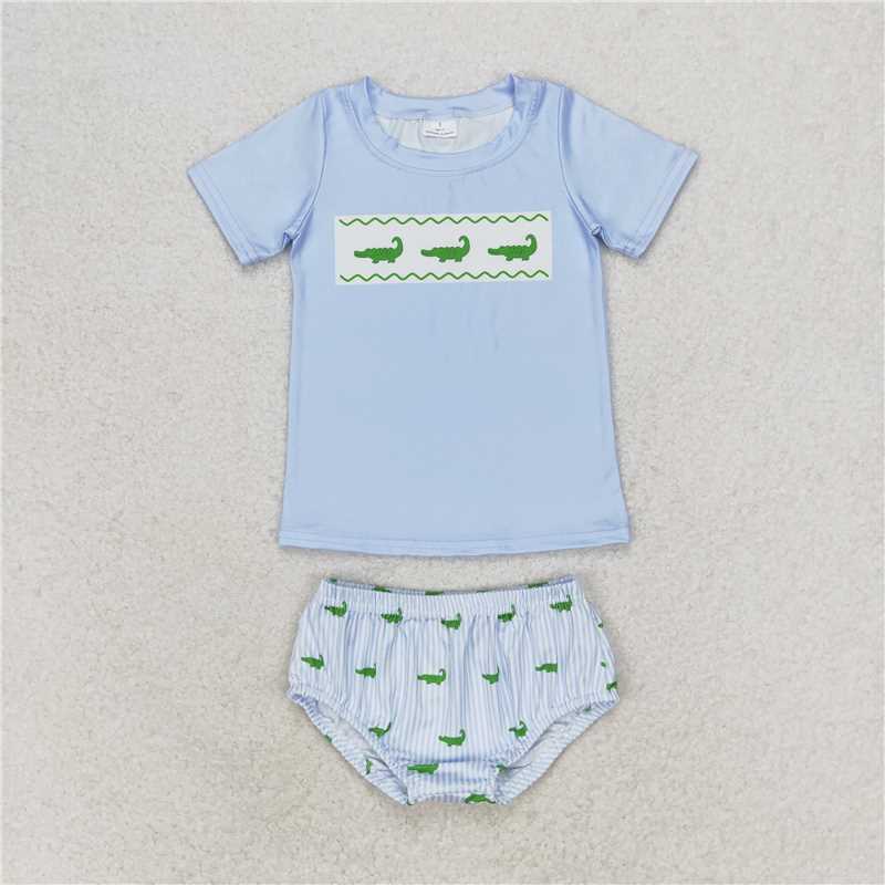GBO0370 Baby Boys Crocodile Shirt Top Bummies Clothes Sets
