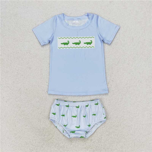 GBO0370 Baby Boys Crocodile Shirt Top Bummies Clothes Sets