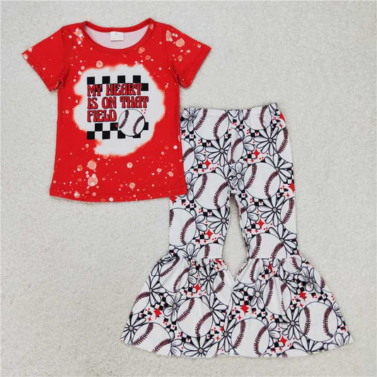 GSPO1236 Baseball letter flower black and white plaid red short-sleeved trousers suit