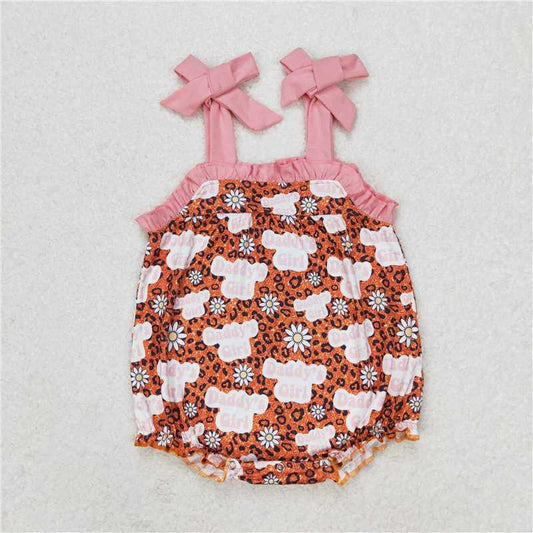 SR0917   Baby Girls Daddy's Girl Leopard Straps Rompers
