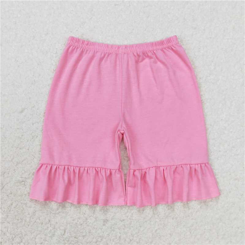 SS0356  Baby Girls Summer Pink Ruffles Shorts Bottoms