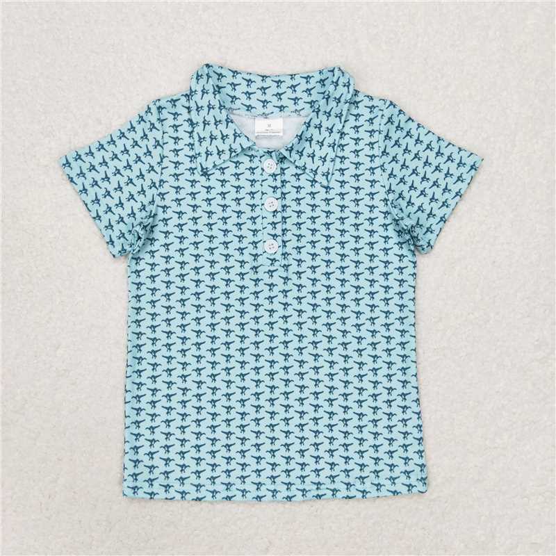 BT0497 RTS NO MOQ Baby Boys Summer Tops Baby Boys Mallard Duck Short Sleeve Buttons Tee Shirts Tops