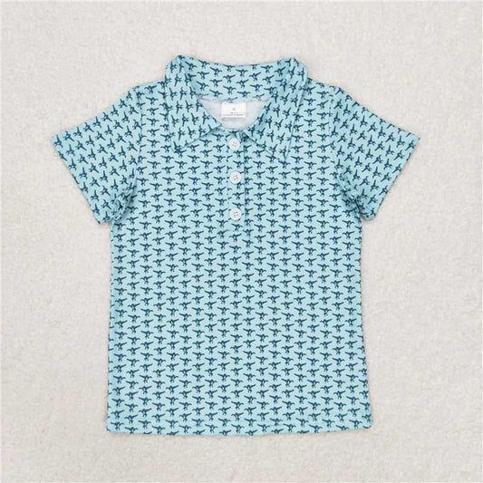 BT0497 RTS NO MOQ Baby Boys Summer Tops Baby Boys Mallard Duck Short Sleeve Buttons Tee Shirts Tops