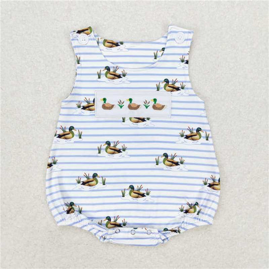 SR1583 RTS NO MOQ Baby Boys Summer Rompers Baby Boys Summer Ducks Sleeveless Rompers