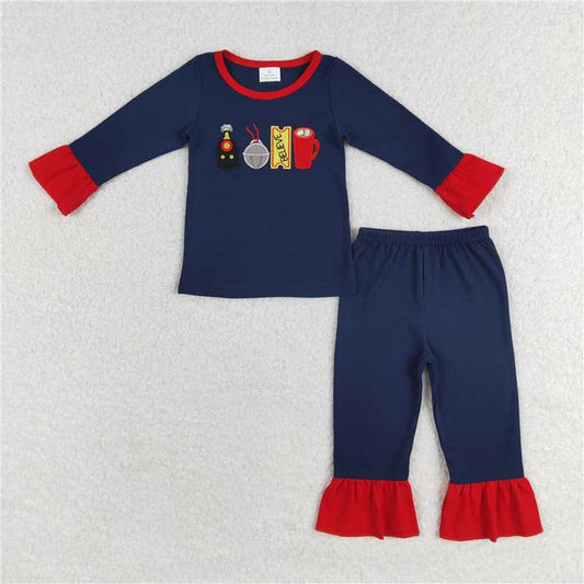 GLP1281Long sleeves believe train girls Christmas pajamas
