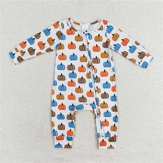 RTS LR1218 Boys colorful pumpkin zipper long sleeve jumpsuit