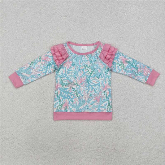 GT0763 Baby Girls Light Pink Seaweed Long Sleeve Tee Shirts Tops