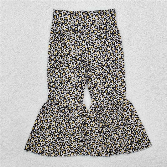 P0460  Baby Girls Leopard High Waistband Bell Bottom Pants