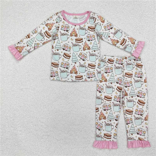 12.9 RTS NO MOQ （In stock）GLP1502 Baby Girls Fall Cookies Cars Bamboo Pajamas Outfits Sets