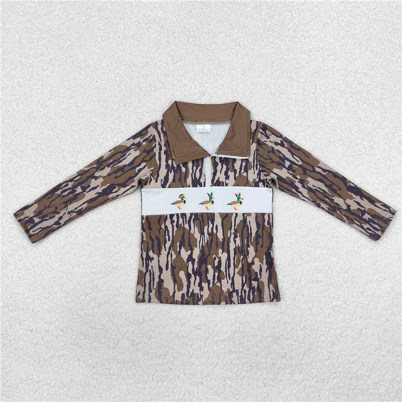 BT0901  Baby Boys Bottomland Christmas Duck Zip Pullovers Tops