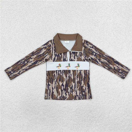 12.12 RTS NO MOQ （In stock）BT0901 Baby Boys Bottomland Christmas Duck Zip Pullovers Tops