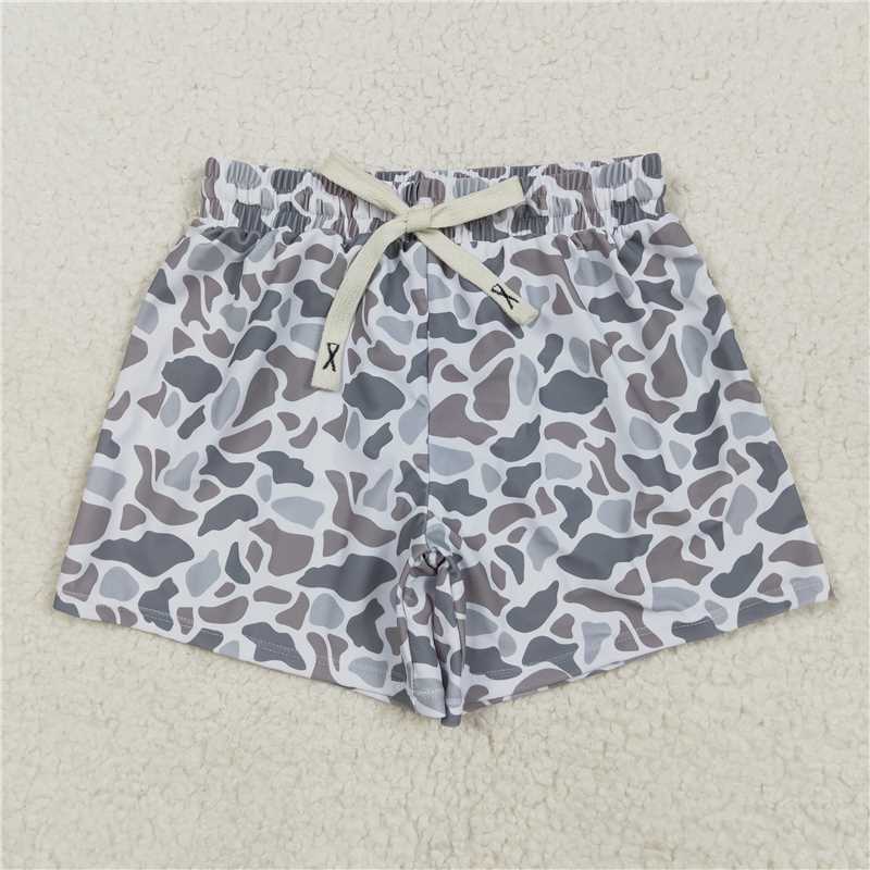 USA Warehouse (IN STOCK) S0458 Grey camo kids boys summer swim trunks