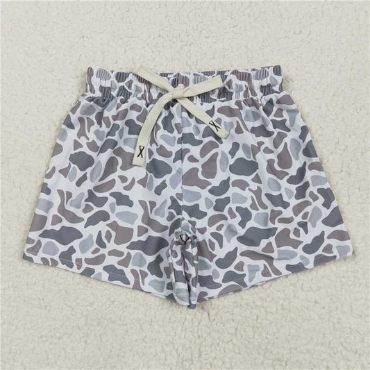 USA Warehouse (IN STOCK) S0458 Grey camo kids boys summer swim trunks