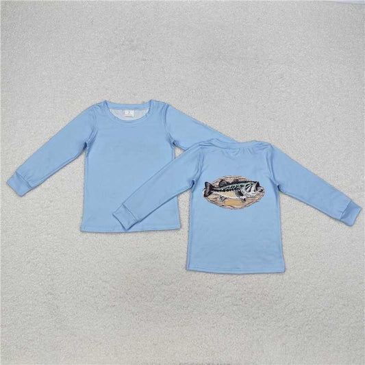 BT0952 Baby Boys Blue Fishing Long Sleeve Tee Shirts Tops