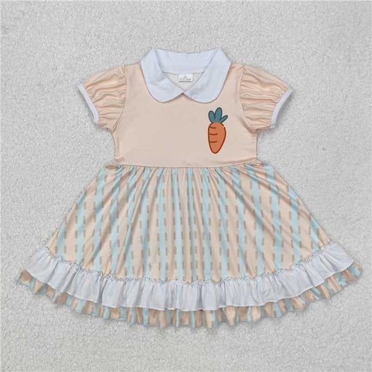 12.23 RTS NO MOQ （In stock）GSD1566 Baby Girls Easter Carrot Short Sleeve Knee Length Dresses