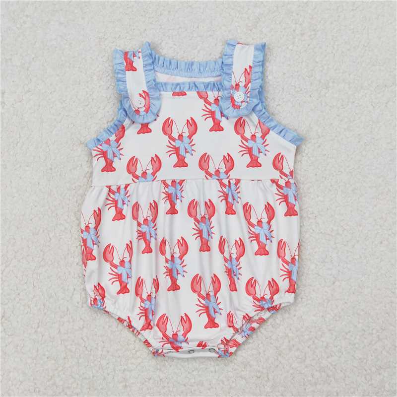 11.26 RTS NO MOQ （In stock）Matching SR2710 Baby Infant Girls Crawfish Bows Straps Rompers