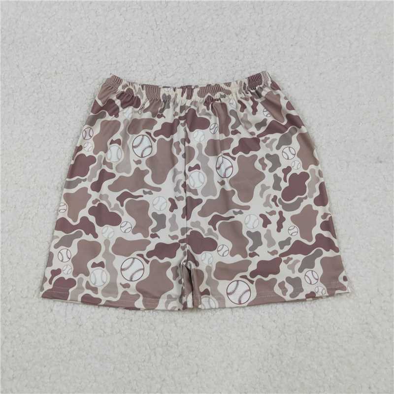 10.29 RTS NO MOQ （In stock）Matching SS0654 Baby Boys Khaki Camo Baseballs Team Shorts Bottoms